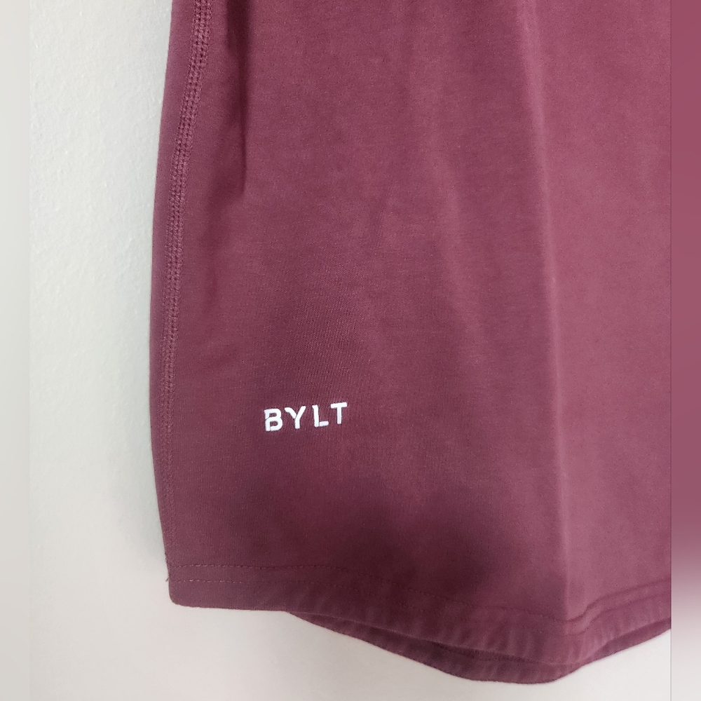 BYLT Premium Basics Drop Cut Lux Short Sleeve Shirt Maroon Mens Size Large - Picture 2 of 8